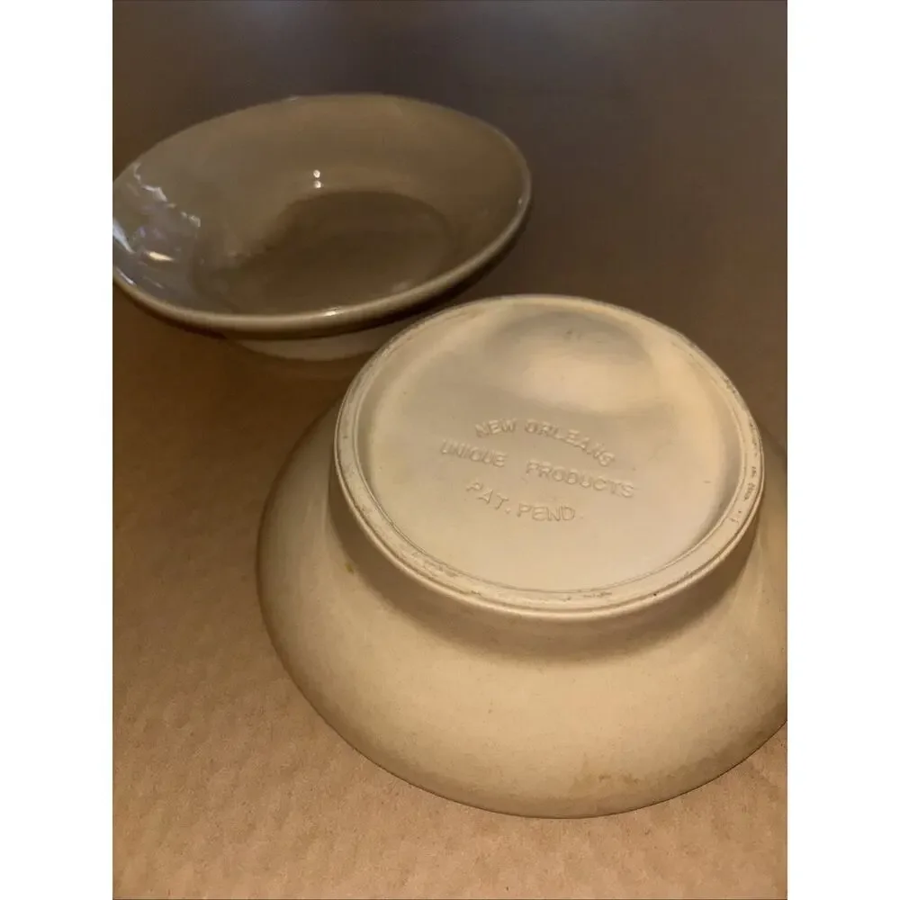 Antique Stoneware Indented Spoon Bowls 2 Pieces New Orleans Unique Products 7.5